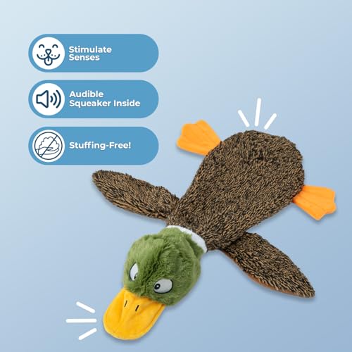 2-in-1 Stuffless Squeaky Dog Toy - Duck&Alligator, L (Multicolor/Alligator & Wild Duck / Large)