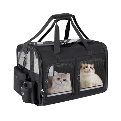 Cat Carrier for 2 Cats (Black with 2 Pocket)