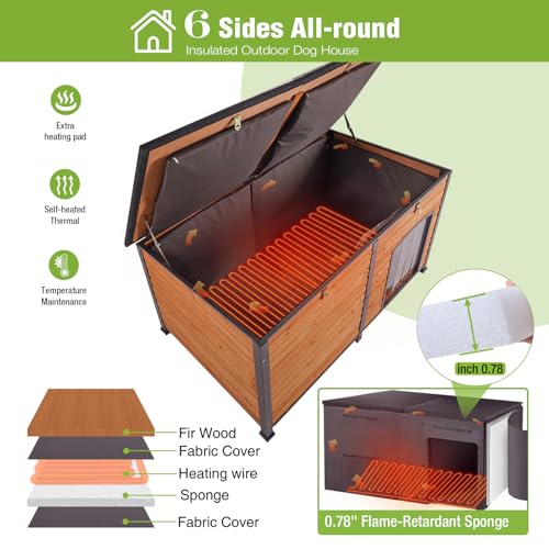 Extra Large Heated Dog House with Safe Thermostat