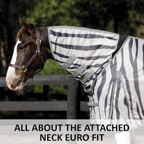 Soft Interlock Mesh II Zebra Horse Fly Sheets (Horse Size 76 / Attached Neck Euro Bellyband / Zebra)
