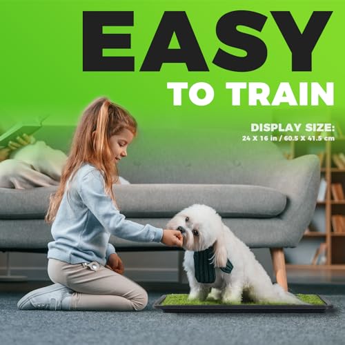 Dog Grass Pad with Tray Large (Black / 24 x 16")