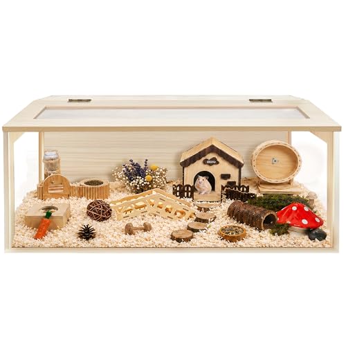 Hamster Cage with Chewproof Wood Top (Oak / 47"L x 18"W x 18"H)