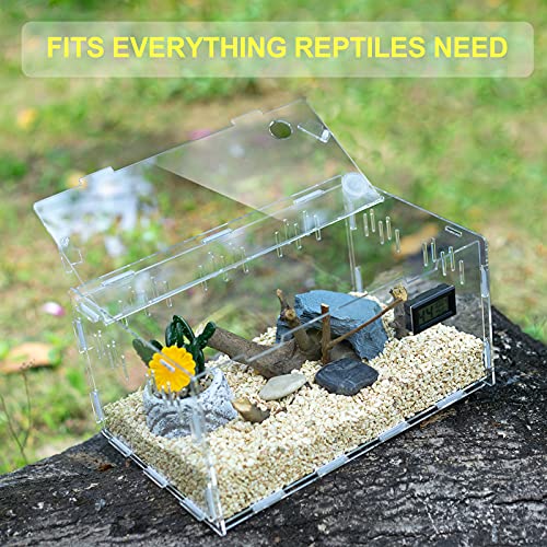 Acrylic Reptile Terrarium Breeding Tank Enclosure 11.4"x7.7"x5.9" (Small)