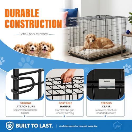 Dog Crate for Large Dogs 48 Inch Folding Kennel Metal Pet Cage Black (Black / 48.0"L x 29.0"W x 31.0"H)