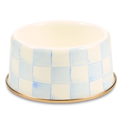 Enamel Pet Dish (Sky Check / Medium)