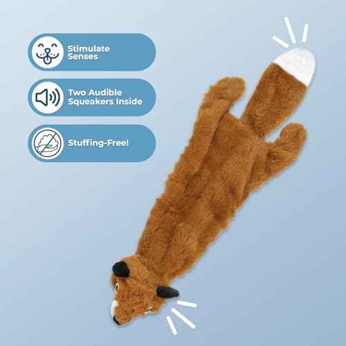 2-in-1 Stuffless Squeaky Dog Toy - Fox, Large (Brown/Fox / Large)