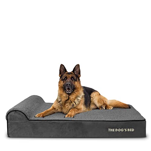The Dog’s Bed Orthopedic Memory Foam Dog Bed with Headrest XL (Grey Plush / XL (46"L x 28"W x 6"Th))