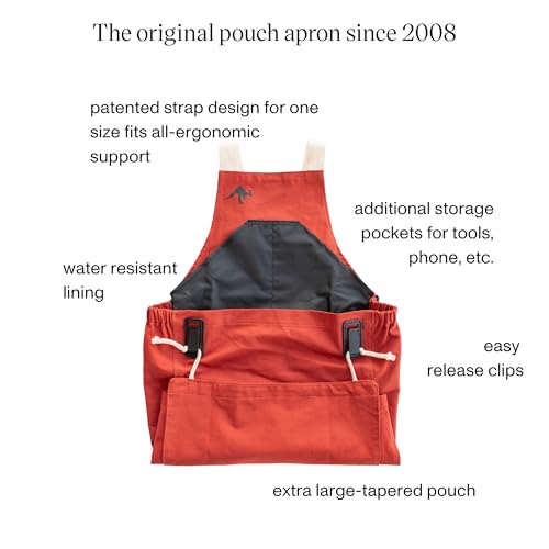 Roo Gardening Apron with Pockets for Women & Men (Roo-full Size / Barnyard Red)