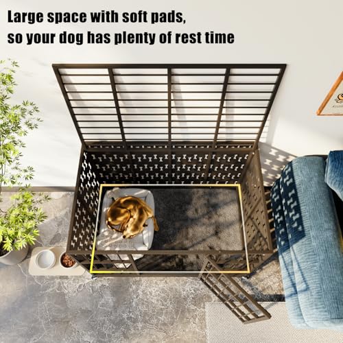 48" Heavy Duty Indestructible Privacy Enclosed Dog Crate with Mat (47.2"L x 29.9"W x 35.4"H / Black)