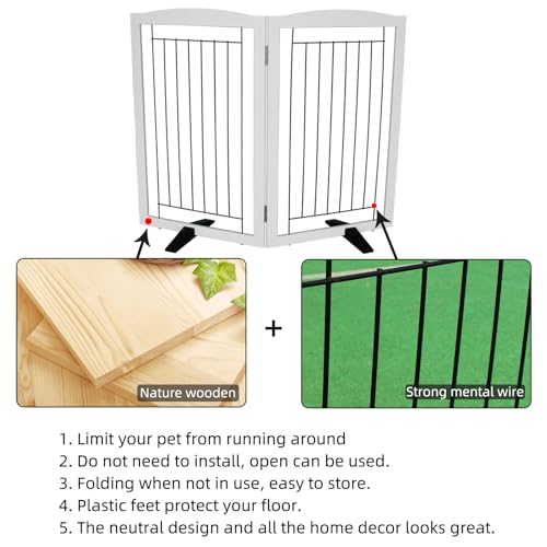 Freestanding Dog Fence Indoor (White / 【2 Panels】40''w x 32''h)