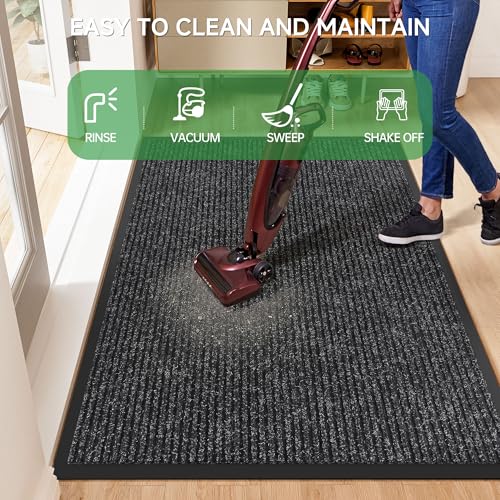 Front Door Mat (3' x 6' (Rectangular) / Black Striped)