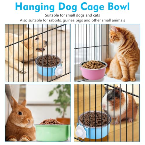 Crate Dog Bowl (2 PCS / Size: M (Green, Pink))