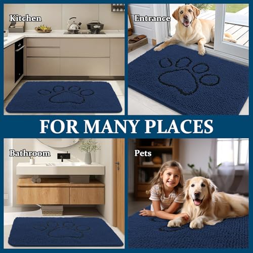 Dog Door Mat for Muddy Paws 36x24 (Dark Blue / 36" X 24")