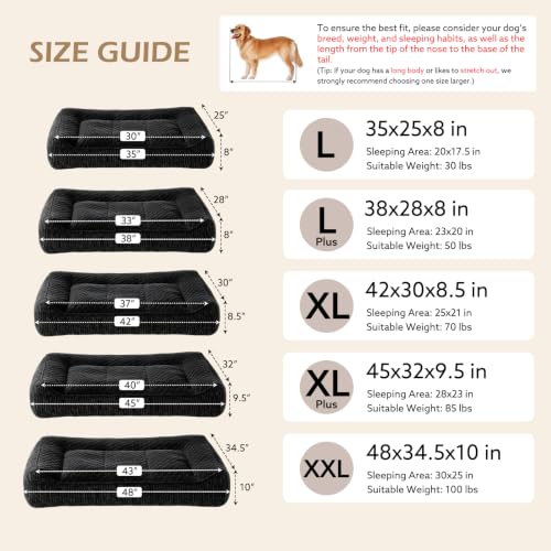 Extra Large Orthopedic Dog Beds Large Sized Dog (XXL(48"L x 34.5"W x 10"Th) / Black)