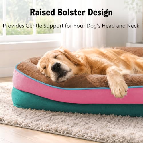 Waterproof Orthopedic XL Dog Bed for Large and Extra Large Dogs (Brown Mint / 42"L x 30"W x 7.5"Th)