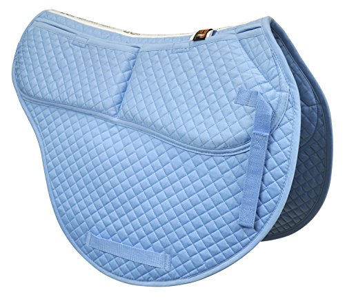 All Purpose Contoured Correction Saddle Pad with Adjustable Memory Foam Inserts for Custom Support (Light Blue)