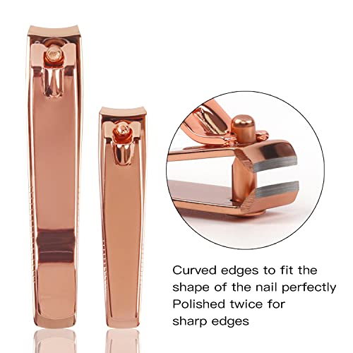 2pcs Set Portable Nail Scissors Adult Pedicure Nail Clippers Household Small Scissors Foot Manicure Scissors Manicure Tools (Rose Gold)