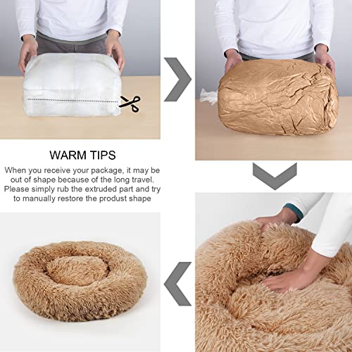 Dog Bed Cat Calming Bed (Camel / 30.0"L x 30.0"W x 7.0"Th)