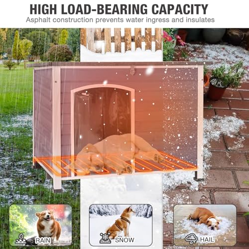 43.3'' Large Heated Outdoor Dog House Weatherproof with Anti (Heated Dog House)