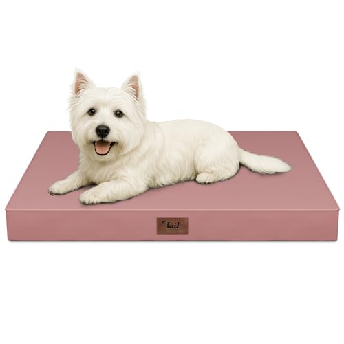 Waterproof Orthopedic Dog Crate Bed for Small Dogs & Cats (Pink / 23.0"L x 17.0"W x 2.5"Th)