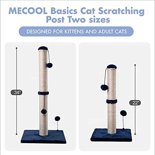 Cat Scratching Post Premium Basics Kitten Scratcher Sisal Scratch Posts with Hanging Ball 22 in for Kittens or Smaller Cats (22 inches for kitten / Navy)