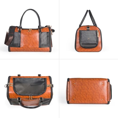 Dog Soft Sided Carriers Pet Carrier for Small Dogs Cats (Brown)