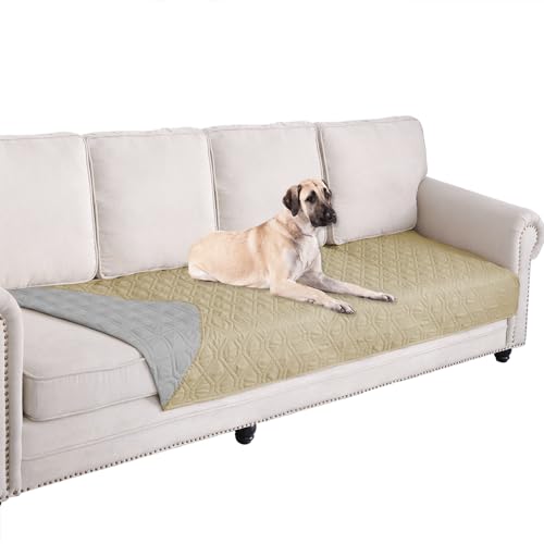 Waterproof Dog Bed Cover Pet Blanket for Furniture Bed Couch Sofa Reversible (30x100 Inch (Pack of 1) / Beige+lightgrey)