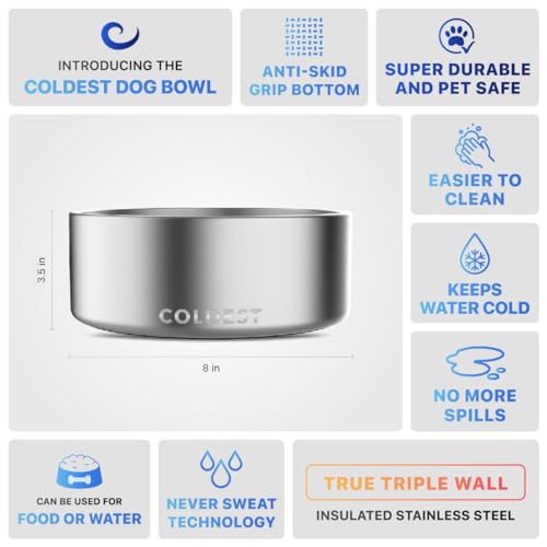 Coldest Dog Bowl (64 oz / Polished Stainless Steel)