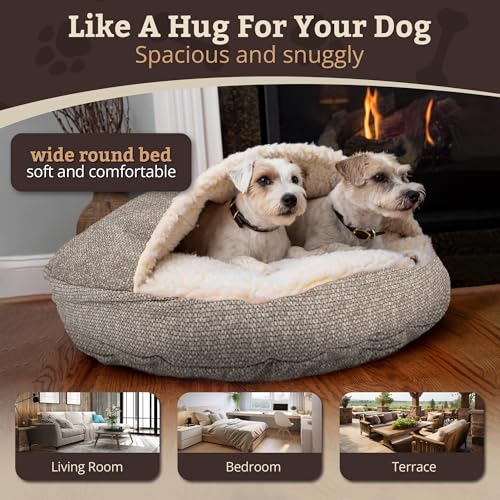 Cozy Cave Dog Bed (25.0"L x 25.0"W x 8.0"Th / Merlin Linen)