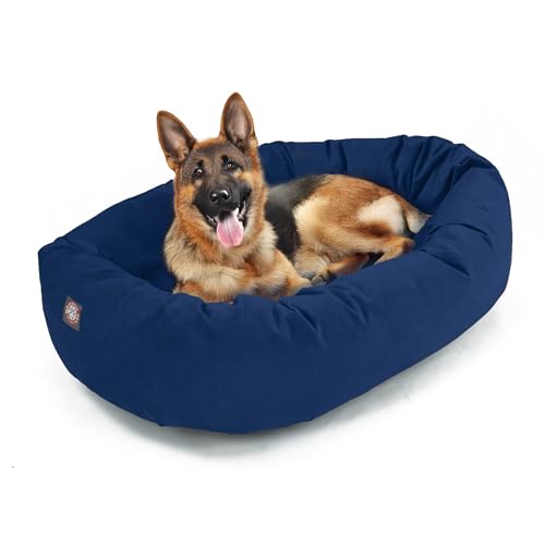 Suede Shredded Memory Foam Mix Calming Dog Bed Washable (Navy)