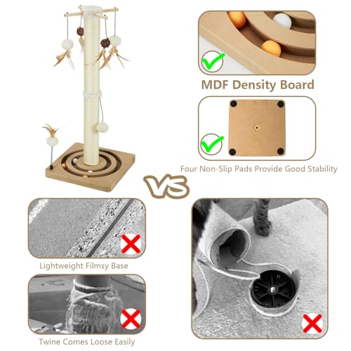 Cat Scratching Post Sisal Scratch Posts for Indoor Cats and Kittens (30in Double orbit)