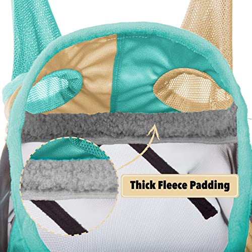 Pro Luminous Horse Fly Mask Standard with Ears UV Protection for Horse Champagne Gold (Champagne Gold/Mint / Medium (Arabian))