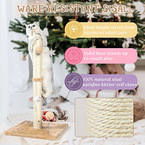 32" Tall Sisal Cat Scratching Posts Tree for Indoor Cats Adults