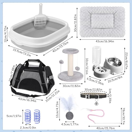 10 Pcs Kitten Starter Kit for Indoor (Cute / Medium / Gray)