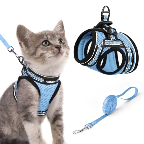 Cat Harness and Leash Set (S / Light Blue)