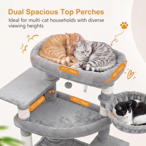 Tall Cat Tree for Large Cat (Light Gray / 75.2 inch)