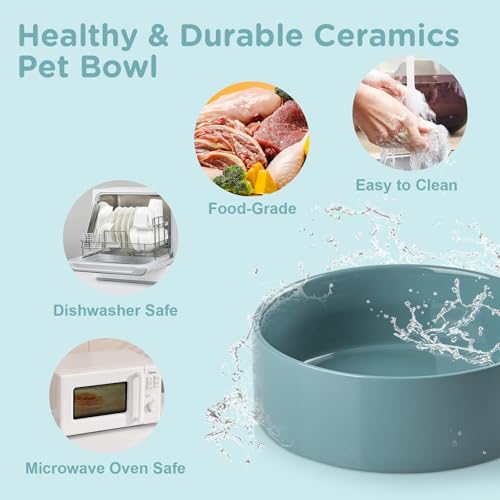 Elevated Dog Bowls Ceramic (5.1 in - 1.7 cups / Dark Green)