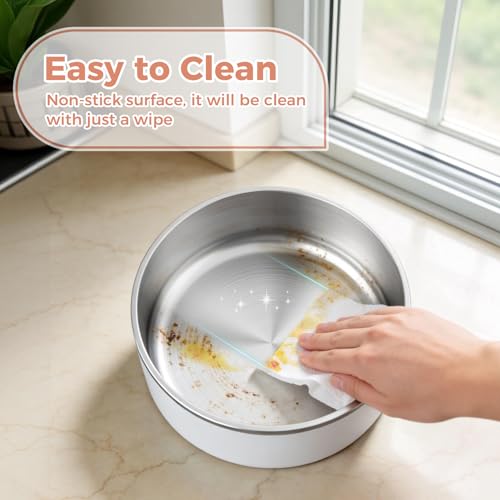 Dog Bowl Stainless Steel Food and Water Bowl (40 oz / White)