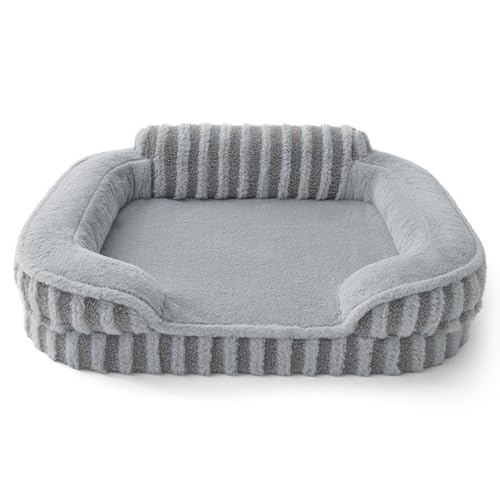 Cute Cozy High Back Orthopedic Dog Beds Large Sized Dog (35.0"l X 25.0"w X 7.0"th / Grey)