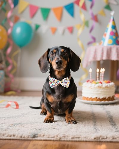 5 Pack Happy Birthday Dog Bowties for Large Dogs Slide on Collar (M/L)