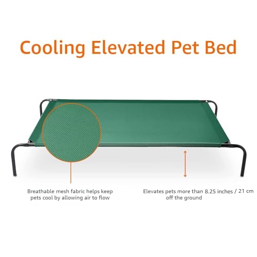 Cooling Breathable Elevated Dog Bed with Durable Metal Frame for Large Dogs (Green / X-Large)