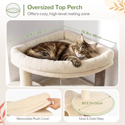 73in Corner Stable Cat Tree for Indoor Cats (Beige / 73 inch)