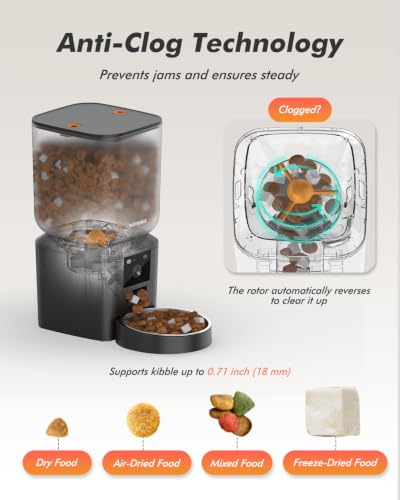 Automatic Dog Feeder with 2K Cameras (Matte Black)