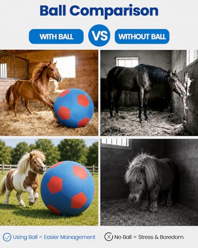 Herding Ball for Horse Ball & Cover 40" Large for Play Herding Ball Horse Toys for Horse (Blue and Red / 40 inches)