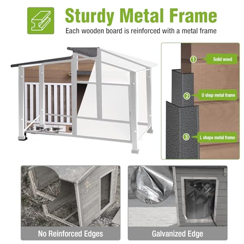 Heated Dog House Outdoor Dog Kennel with Safe Heated Pad