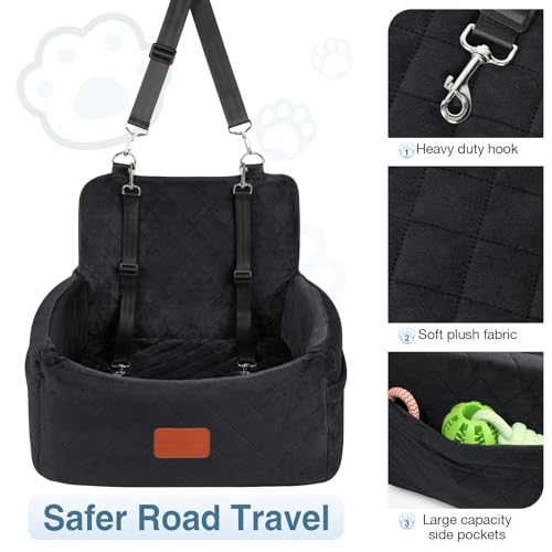 Dog Car Seat for Small Dogs Under 30lbs (Black / Small)