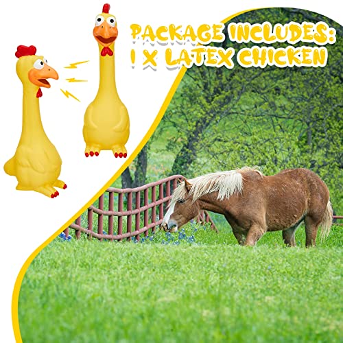 1 Pcs Horse Toys Latex Squeaky Squeeze Chicken Squeak Turkey Balls (Yellow)