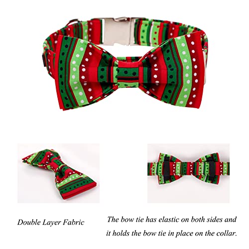 Christmas Dog Collar with Bowtie (Small (Pack of 1) / Red&Green Dot)