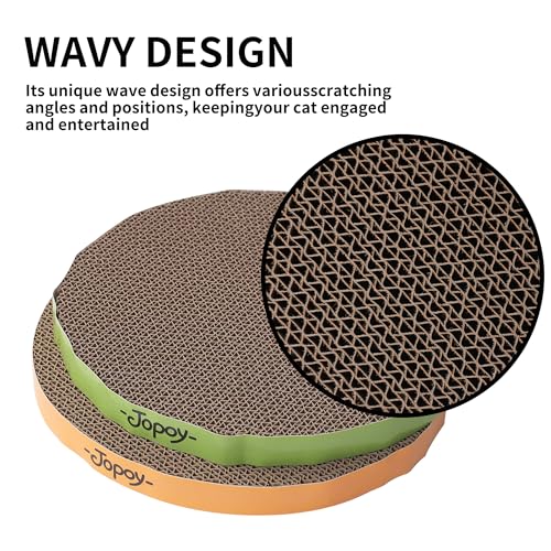 Round Cat Scratcher Replacement Pads (Yellow and Green / 10 * 10inch 4PCS)