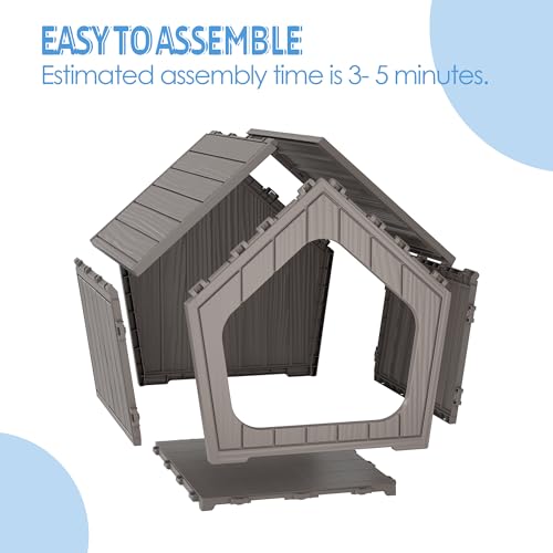 Small Dog House Outdoor Indoor (Grey / 23.43" L × 22.44" W × 22.24" H)